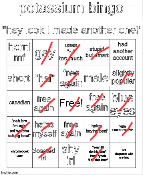 Bimgo | image tagged in potassium bingo v2 | made w/ Imgflip meme maker