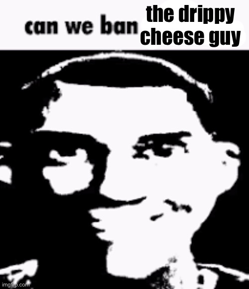 Istg can a mod at least MUTE him? | the drippy cheese guy | image tagged in can we ban this guy | made w/ Imgflip meme maker