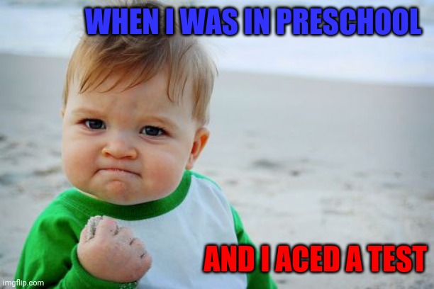 Fist pump | WHEN I WAS IN PRESCHOOL; AND I ACED A TEST | image tagged in memes,success kid original,funny memes | made w/ Imgflip meme maker