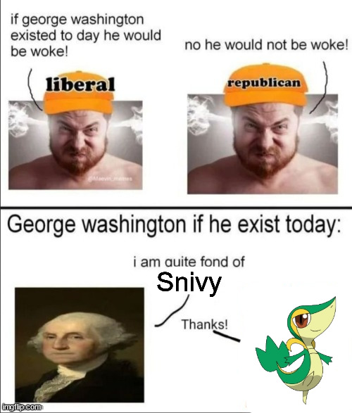 George Washington if he existed today | Snivy | image tagged in george washington if he existed today | made w/ Imgflip meme maker