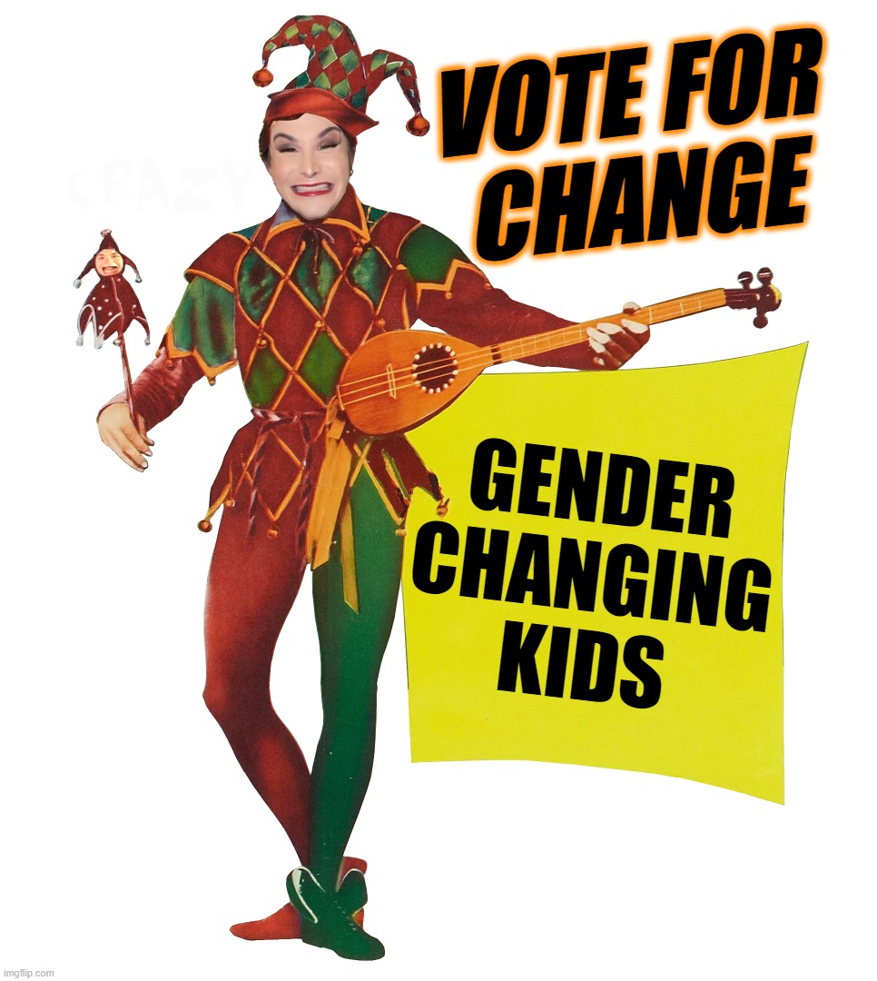 WRONG CHANGE TO VOTE FOR... | VOTE FOR
CHANGE; GENDER
CHANGING
KIDS | image tagged in dylan,jester,democrat,gender,kids,change | made w/ Imgflip meme maker