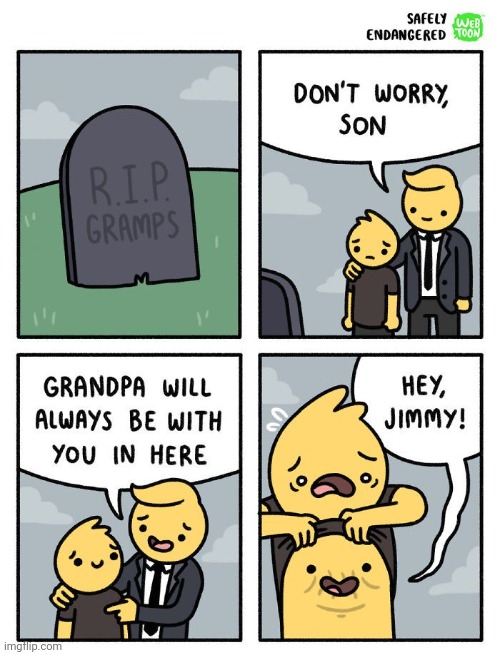 Grandpa | image tagged in grandpa,jimmy,rip,comics,comics/cartoons,son | made w/ Imgflip meme maker