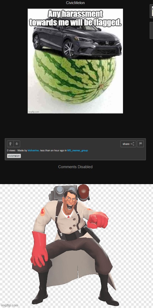 image tagged in medic tf2 laughing | made w/ Imgflip meme maker