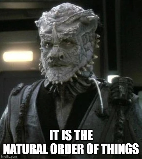 It is the natural order of things | IT IS THE NATURAL ORDER OF THINGS | image tagged in angry jemhadar | made w/ Imgflip meme maker