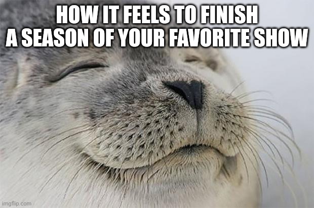 Satisfied Seal | HOW IT FEELS TO FINISH A SEASON OF YOUR FAVORITE SHOW | image tagged in memes,satisfied seal | made w/ Imgflip meme maker