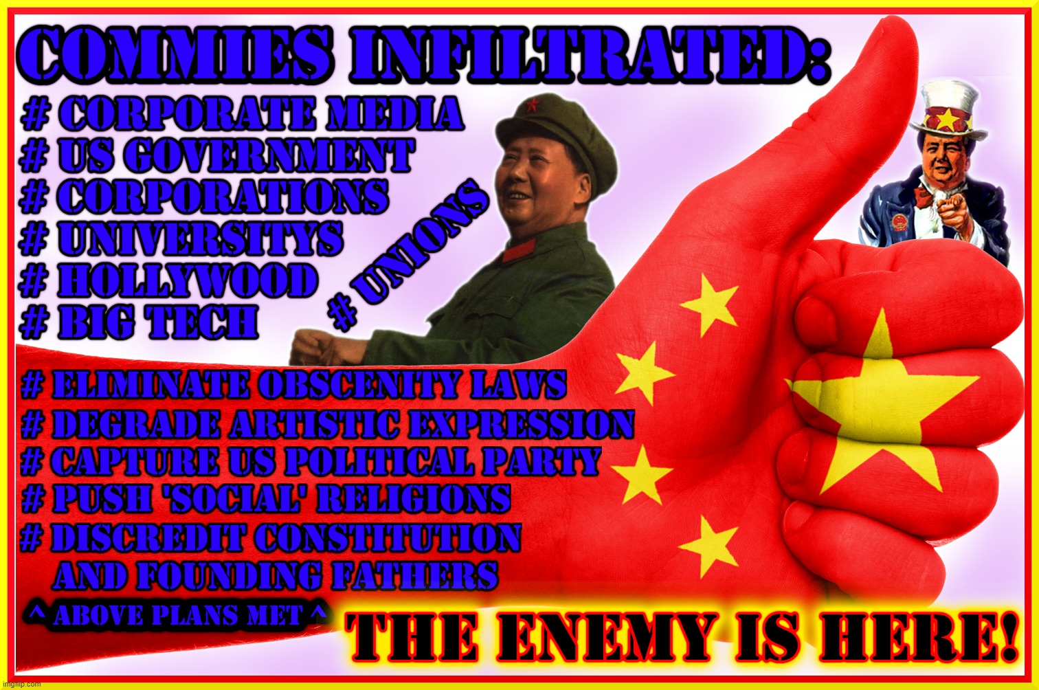 ENEMIES CONTROL THE GATES | image tagged in communists,commies,china,enemy,infiltrated,spies | made w/ Imgflip meme maker