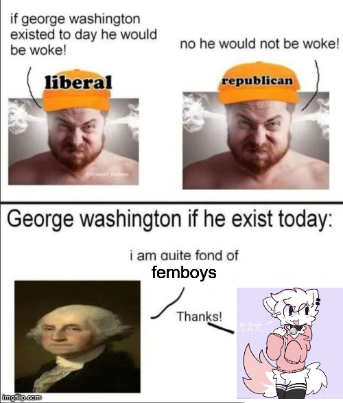 ragebait | femboys | image tagged in george washington if he existed today | made w/ Imgflip meme maker