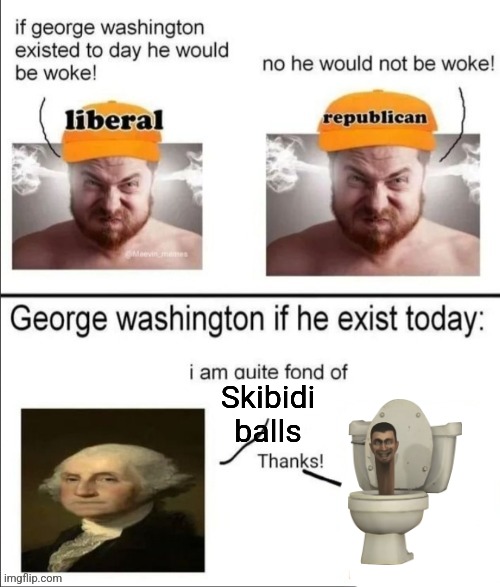 George Washington if he existed today | Skibidi balls | image tagged in george washington if he existed today | made w/ Imgflip meme maker