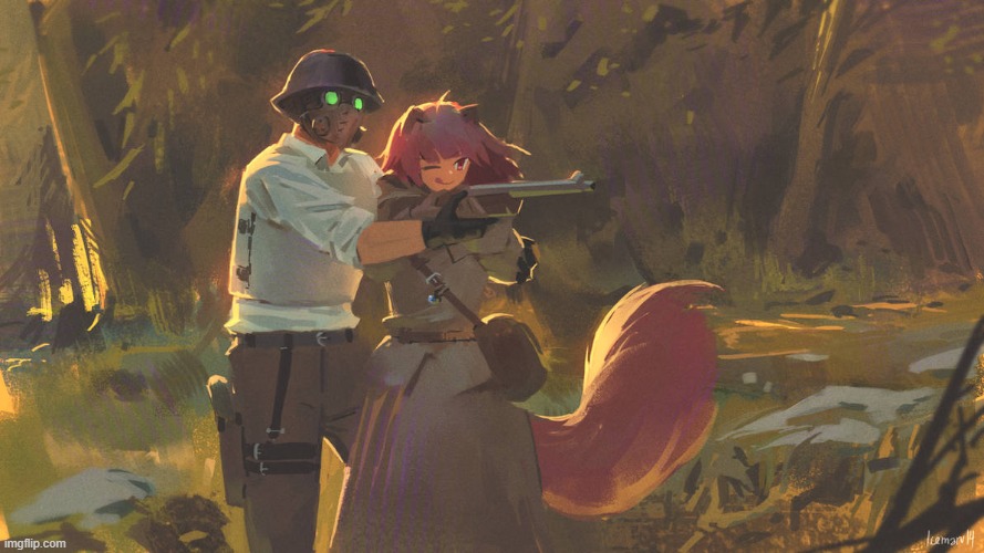 Pew((Art credit: icemarv14) | image tagged in wholesome,furry and normie memes,pew,why are you reading the tags | made w/ Imgflip meme maker