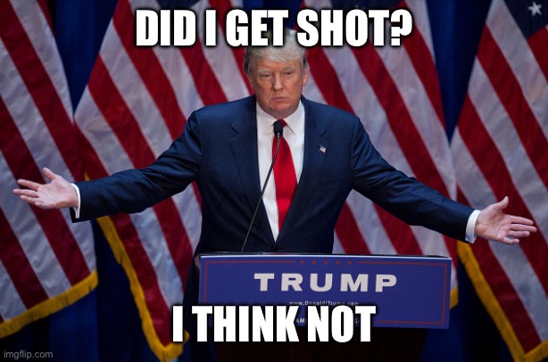 Donald Trump | DID I GET SHOT? I THINK NOT | image tagged in donald trump | made w/ Imgflip meme maker