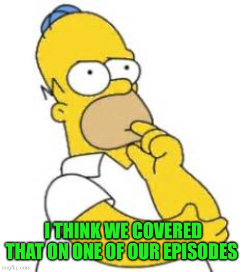 Homer Simpson Hmmmm | I THINK WE COVERED THAT ON ONE OF OUR EPISODES | image tagged in homer simpson hmmmm | made w/ Imgflip meme maker