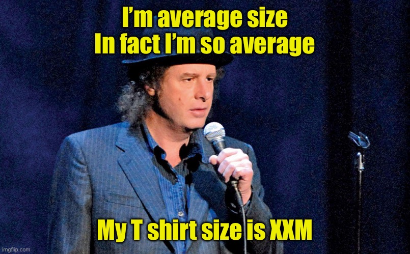 Extra extra medium | I’m average size
In fact I’m so average; My T shirt size is XXM | image tagged in steven wright | made w/ Imgflip meme maker