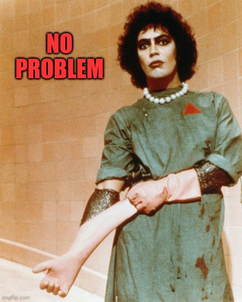 Rocky Horror Glove Snap | NO PROBLEM | image tagged in rocky horror glove snap | made w/ Imgflip meme maker