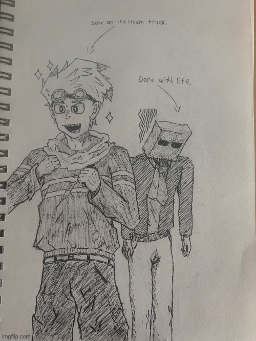 Fanart ft. Sketchy_113 & Mr.Mystery | image tagged in drawing,fanart,funny,oh wow are you actually reading these tags | made w/ Imgflip meme maker