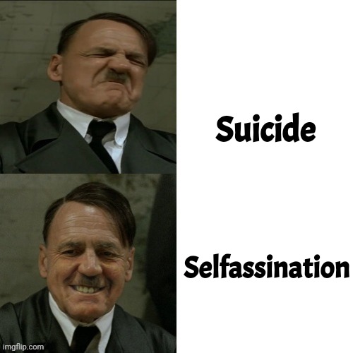 Hitler Hotline Bling | Suicide; Selfassination | image tagged in hitler hotline bling | made w/ Imgflip meme maker