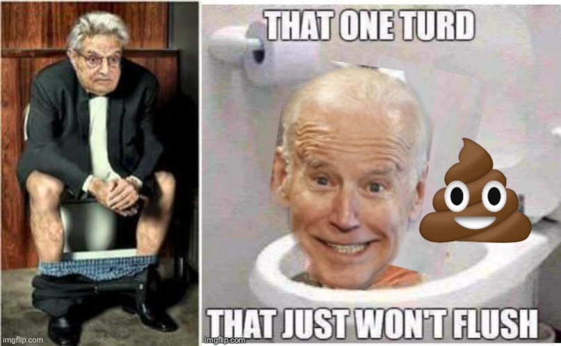 That one turd that won't flush | image tagged in george soros on his throne,biden | made w/ Imgflip meme maker