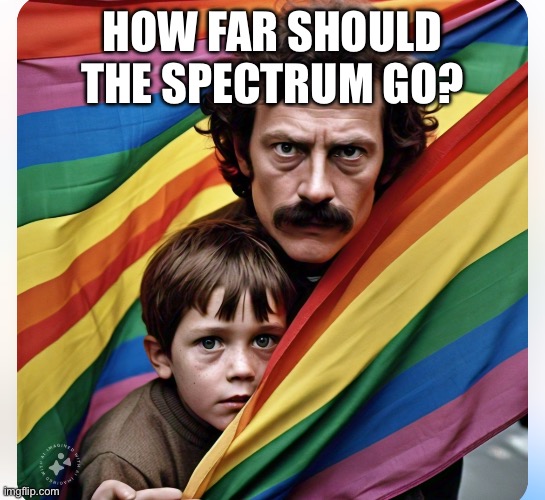 Where does the spectrum end? | HOW FAR SHOULD THE SPECTRUM GO? | image tagged in spectrum of the future,where does the spectrum end,spectrum pride,pride | made w/ Imgflip meme maker