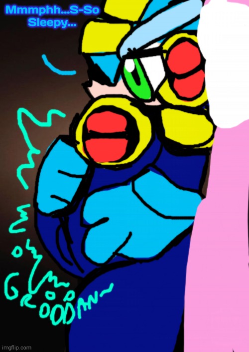 Sleepy MegaMan.EXE! (An Alt To The Dark MegaMan Pic) | Mmmphh...S-So Sleepy... | image tagged in megaman nt warrior,sleepy,big belly,bloated tummy | made w/ Imgflip meme maker