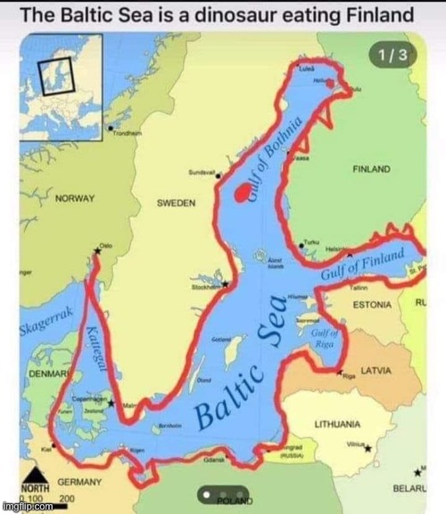 Baltic Sea | image tagged in baltic,dinosaur | made w/ Imgflip meme maker