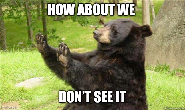 How about no bear | HOW ABOUT WE DON’T SEE IT | image tagged in how about no bear | made w/ Imgflip meme maker