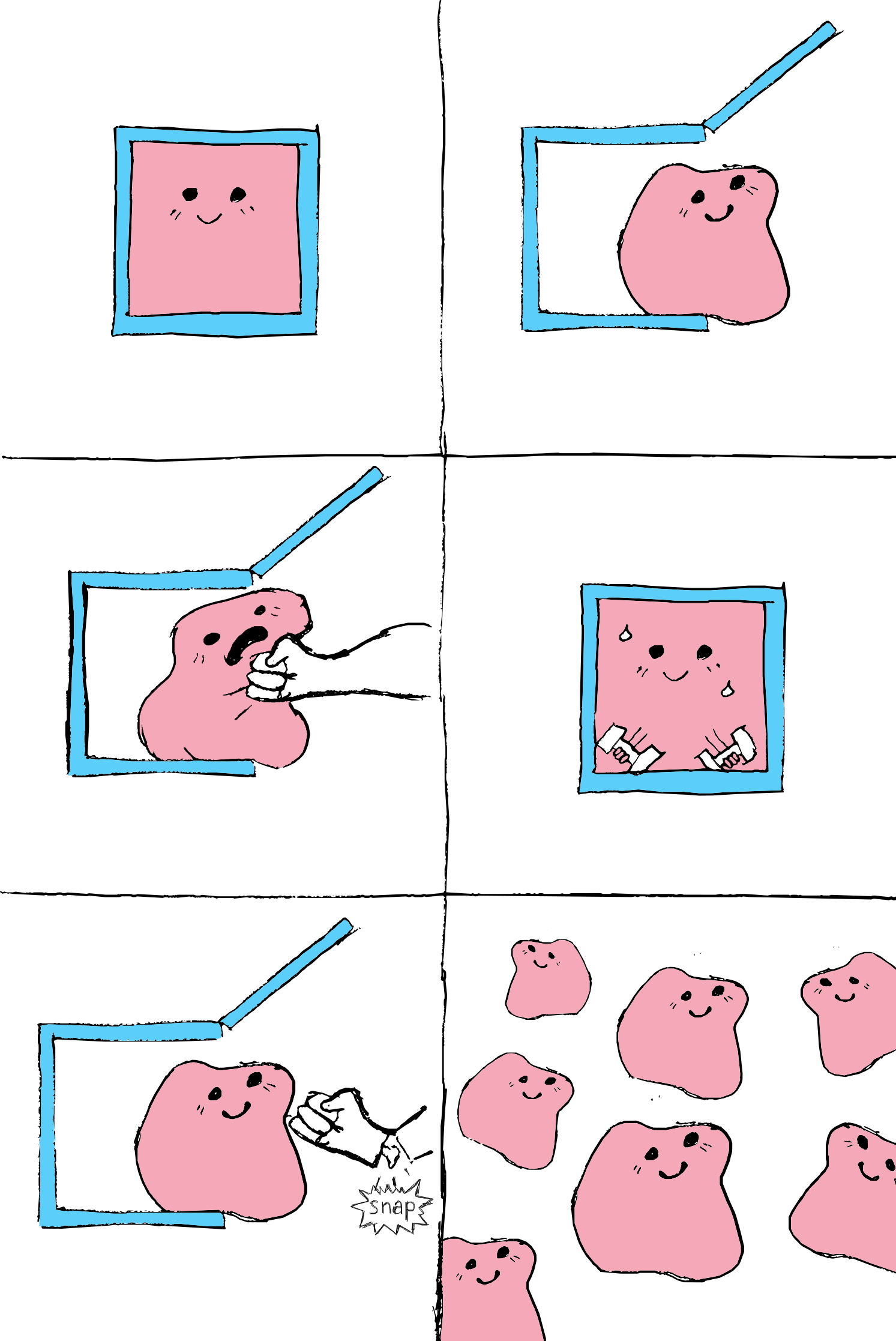 Pink blob get out of the box Blank Meme Template