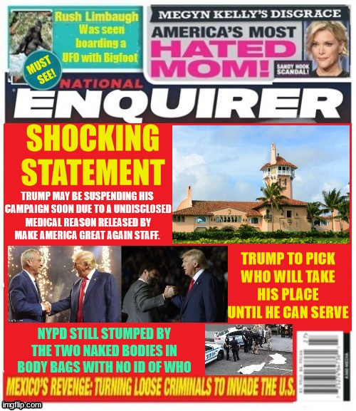 SHOCKING Trump news | image tagged in trump may leave us for treatment,maga medical mystery,nypd still stumped,trump mia medical records,big news trump,jd vs rfk jr | made w/ Imgflip meme maker