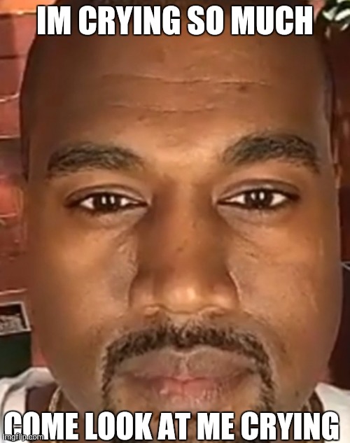 IM CRYING SO MUCH COME LOOK AT ME CRYING | image tagged in kanye west stare | made w/ Imgflip meme maker