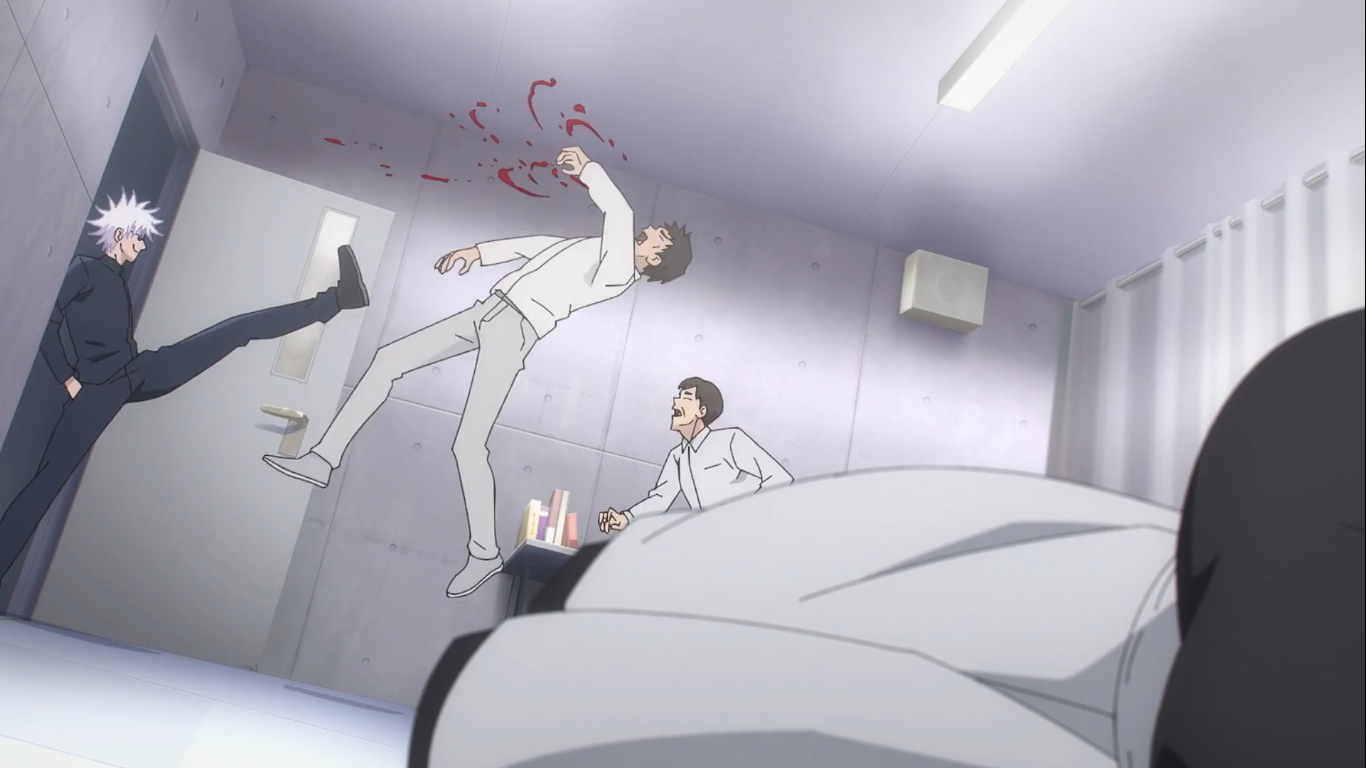 Gojo Satoru kicks guy in the face Blank Meme Template