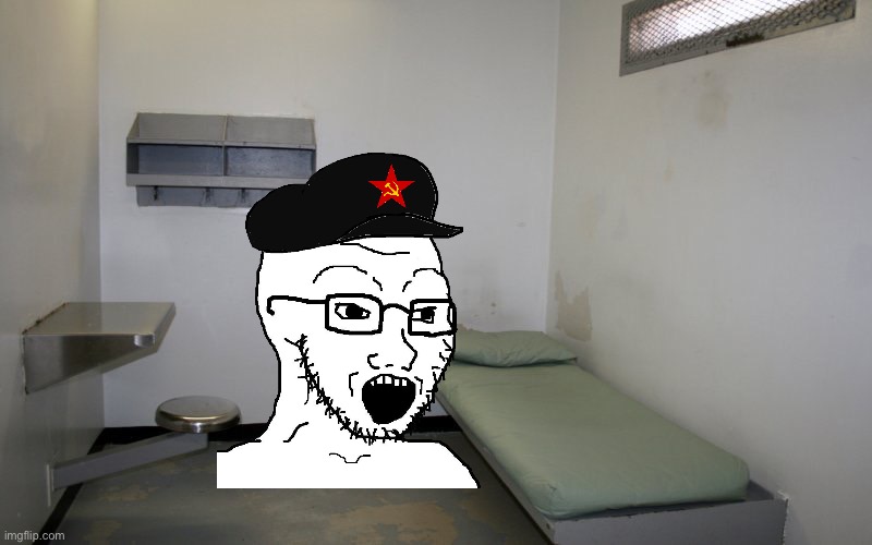 Tankie imprisoned | image tagged in prison cell inside | made w/ Imgflip meme maker