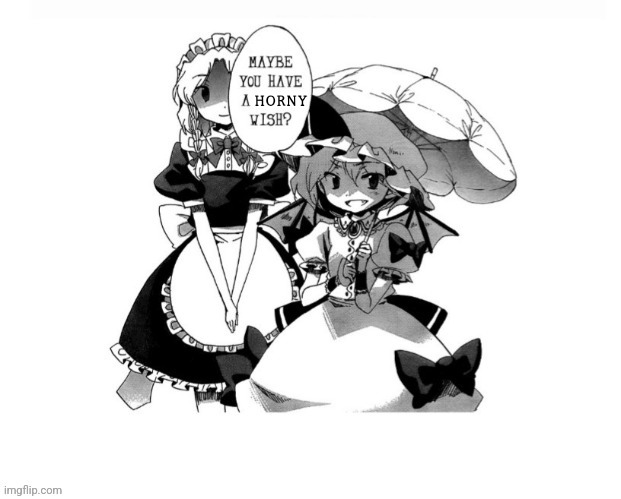 Touhou death wish | HORNY | image tagged in touhou death wish | made w/ Imgflip meme maker