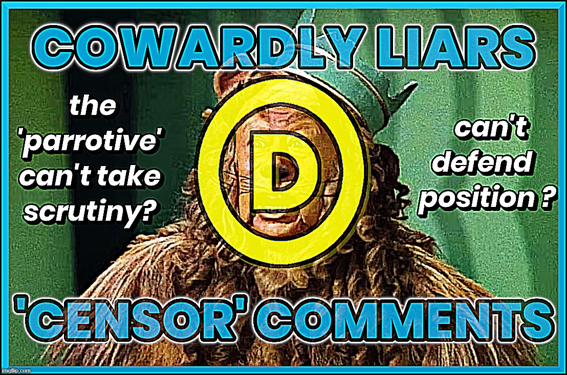 COWARDLY LIARS | image tagged in cowards,comments,censor,parrotive,liars,democrats | made w/ Imgflip meme maker