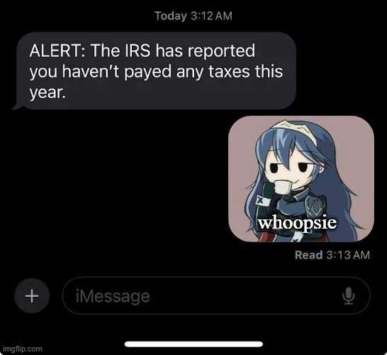 IRS report | whoopsie | image tagged in irs report | made w/ Imgflip meme maker