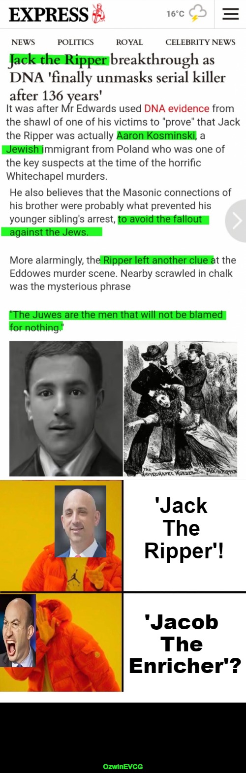 Yesterday Meets Today in History | 'Jack 

The 

Ripper'! 'Jacob 

The 

Enricher'? OzwinEVCG | image tagged in jack the ripper,dna,jacob the enricher,england,unsolved mysteries,case closed | made w/ Imgflip meme maker