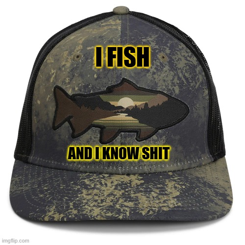 memes by Brad - I fish and I know things - humor hat - | I FISH; AND I KNOW SHIT | image tagged in funny,sports,fishing,hat,humor,fish | made w/ Imgflip meme maker