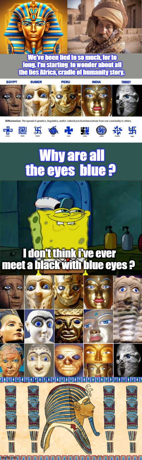 We've been lied to so much, for to long. I'm starting  to wonder about all the lies Africa, cradle of humanity story. Why are all the eyes  blue ? I don't think i've ever meet a black with blue eyes ? | image tagged in memes,don't you squidward | made w/ Imgflip meme maker