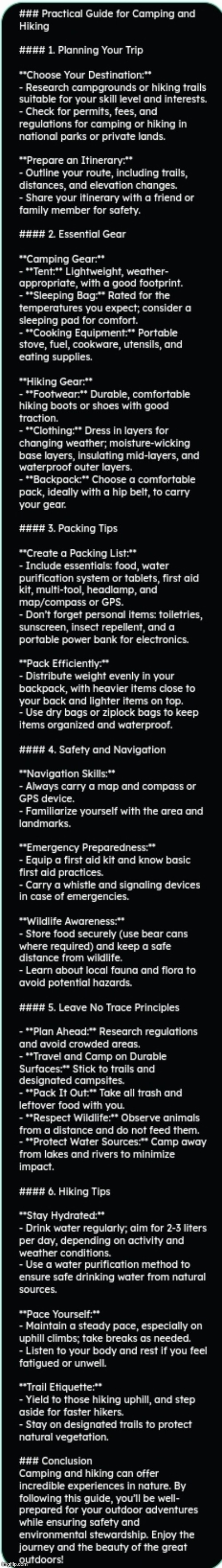 Camping And Hiking 101 :> | image tagged in simothefinlandized,camping,hiking,tutorials | made w/ Imgflip meme maker