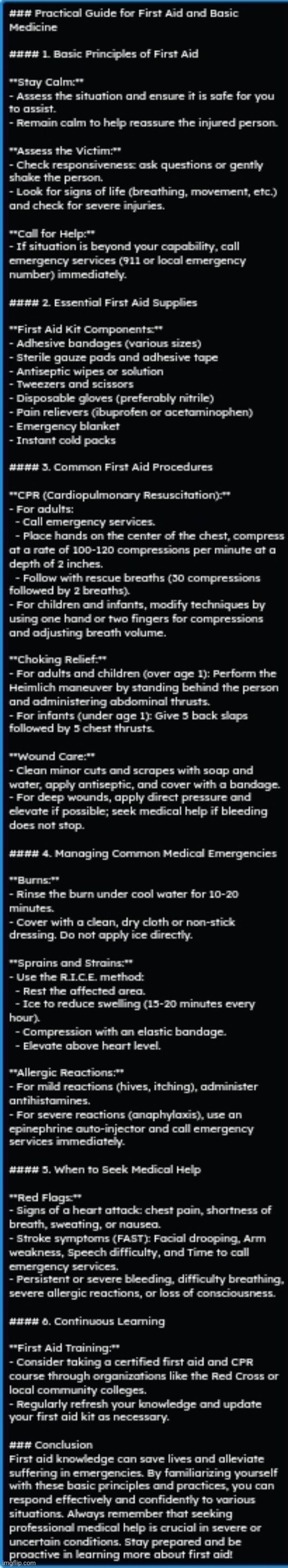 First-Aid And Basic Medicine 101 :> | image tagged in simothefinlandized,first-aid,medicine,tutorial | made w/ Imgflip meme maker