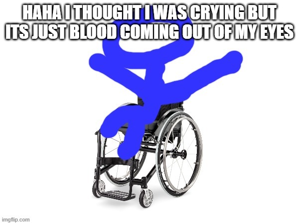 haha...ha | HAHA I THOUGHT I WAS CRYING BUT ITS JUST BLOOD COMING OUT OF MY EYES | image tagged in my third template | made w/ Imgflip meme maker