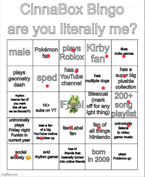 CinnaBox Bingo | image tagged in cinnabox bingo | made w/ Imgflip meme maker
