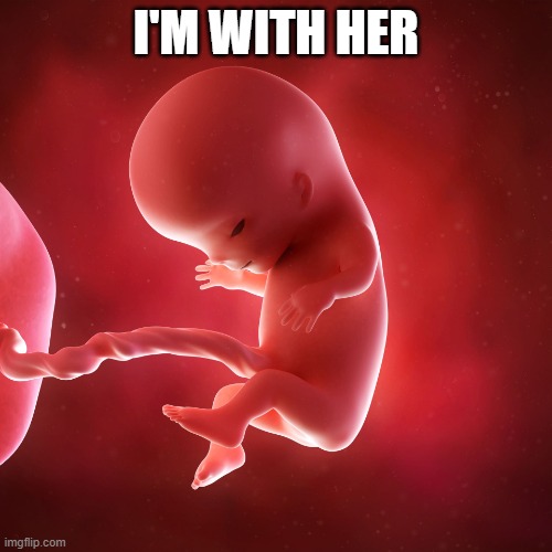 Fetus | I'M WITH HER | image tagged in fetus | made w/ Imgflip meme maker