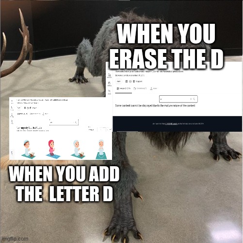 on colorfuelstudio's page, never erase the D from Eid....... | WHEN YOU ERASE THE D; WHEN YOU ADD THE  LETTER D | image tagged in dog vs werewolf,colorfuelstudio,bruh,to the sigmas of australia | made w/ Imgflip meme maker