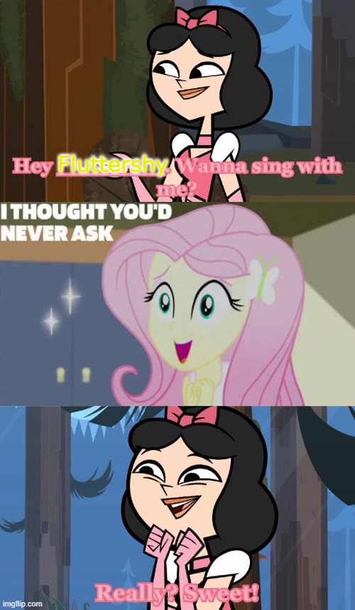 Fluttershy Accepts Ella's Offer | Fluttershy | image tagged in who accepts ella's offer,total drama,equestria girls | made w/ Imgflip meme maker