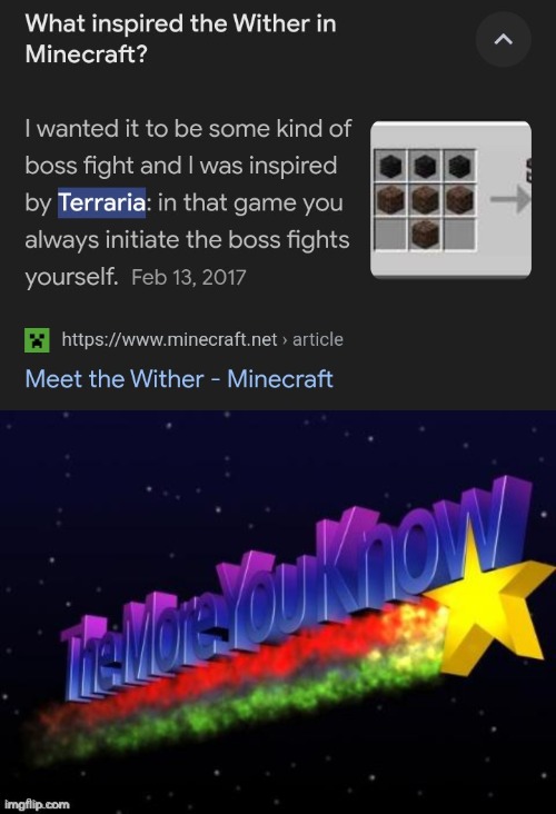 An interesting Minecraft fact! | image tagged in the more you know,minecraft,terraria,video games | made w/ Imgflip meme maker