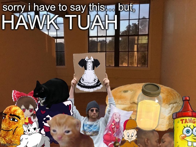 Breadm announcement temp v4 | HAWK TUAH | image tagged in breadm announcement temp v4 | made w/ Imgflip meme maker