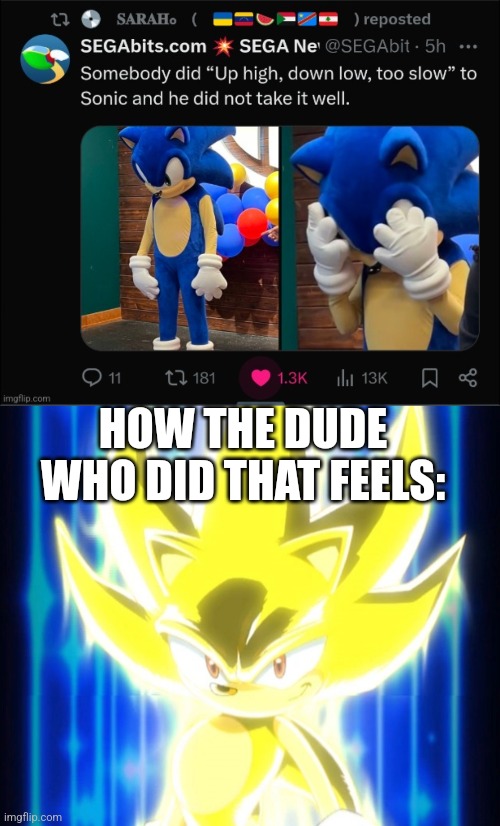 Gn chat | HOW THE DUDE WHO DID THAT FEELS: | image tagged in super sonic meme | made w/ Imgflip meme maker