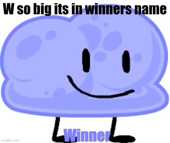 W so big its in winners name Winner | image tagged in bfdi tpot winner | made w/ Imgflip meme maker