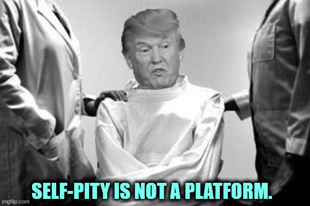 Trump's malignant narcissism prevents him ever seeing you or noticing you. | SELF-PITY IS NOT A PLATFORM. | image tagged in trump strait jacket,trump,crazy,self-pity,platform,malignant narcissism | made w/ Imgflip meme maker