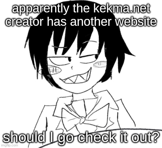 DO NOT CLICK THIS LINK. you will die it's very NSFL | apparently the kekma.net creator has another website; should I go check it out? | image tagged in icy smirk | made w/ Imgflip meme maker