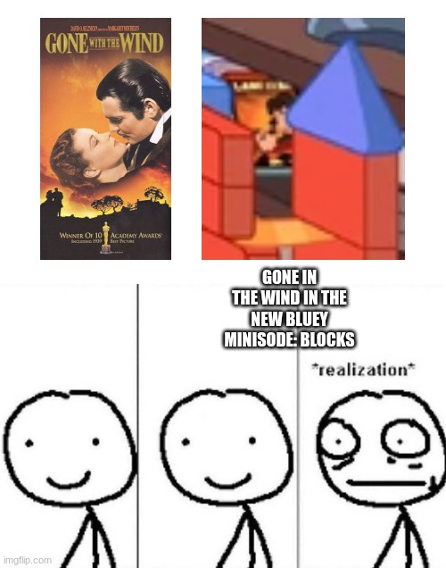 are these... HUMANS?!!! (i know it's low quality but i'm not sure) | GONE IN THE WIND IN THE NEW BLUEY MINISODE: BLOCKS | image tagged in realization,gone with the wind,bluey,humans | made w/ Imgflip meme maker