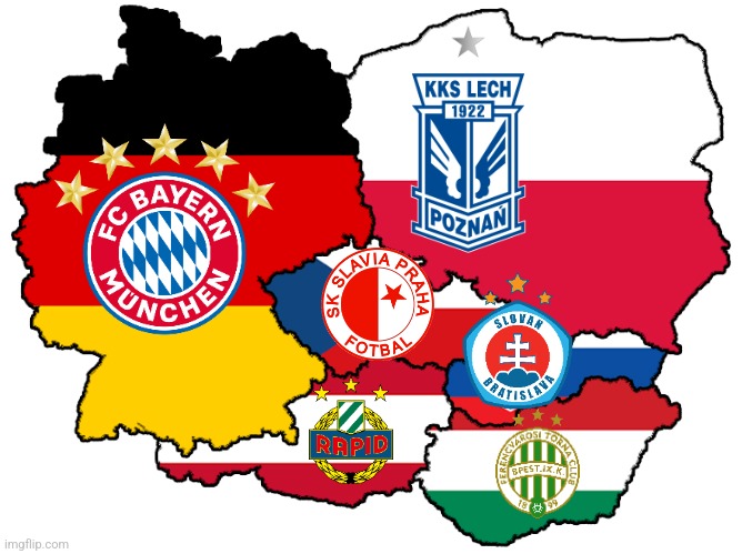 6 Central European Leagues CHAMPIONS 2024/25 Prediction (Bayern, Rapid, Fradi, Slavia, Slovan, Lech) | image tagged in bayern munich,germany,hungary,poland,soccer,europe | made w/ Imgflip meme maker